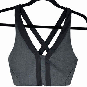 Athleta x Allyson Felix Women Bra Medium Gray Legend V-Neck Cross Strap Back